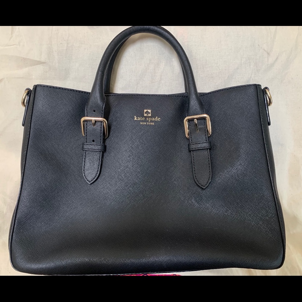 Kate Spade black leather satchel handbag